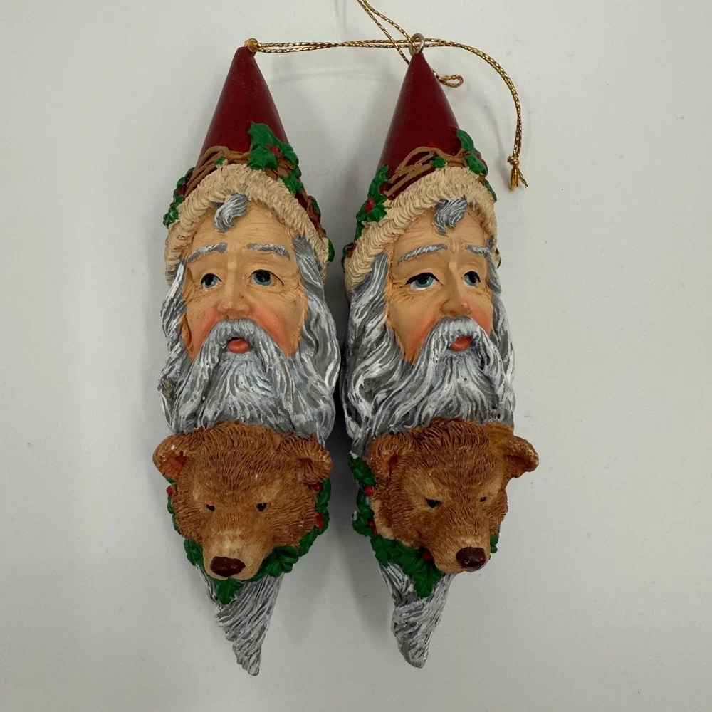 Vintage Santa Clause Ornament Lot Of 4 Bear Lamb‎ Deer